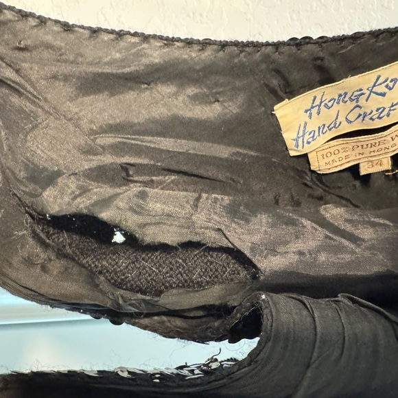 Hong Kong Hand Craft Inc Vintage 100 Percent Wool Beaded Sequined Top Size 34 - Picture 6 of 7